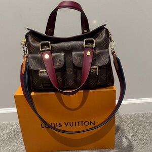 Louis Vuitton Burgundy and Brown Monogram Shoulder Bag